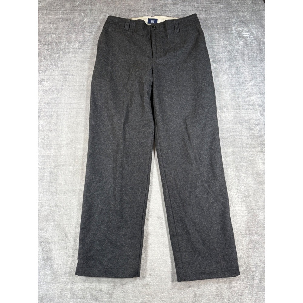 Vintage GAP Pants Womens 14 Tall Charcoal Grey Wool Trousers Lined Straight Leg